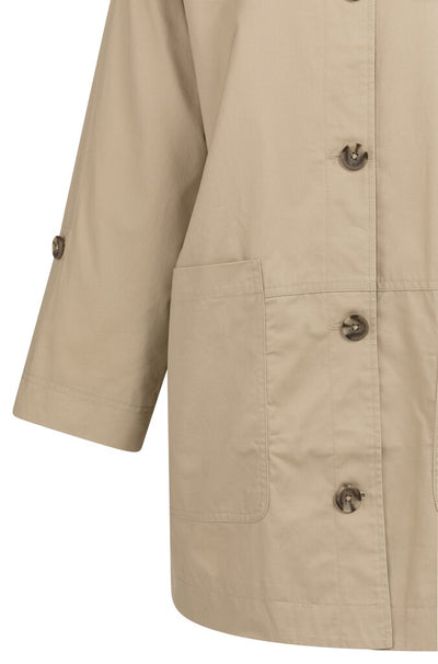 Oversized Cotton Trench Jacket - Sandstone Beige