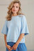 Boatneck Sweater with Rib Sleeves - Cerulean Blue