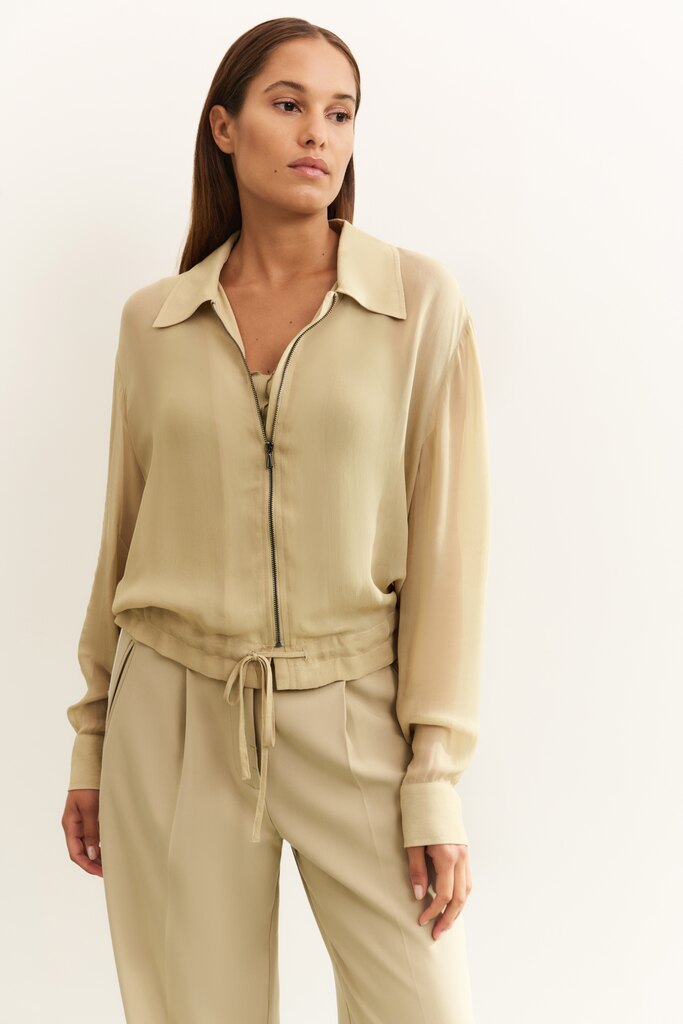 Blouse Jacket w. Zipper - Soft Green