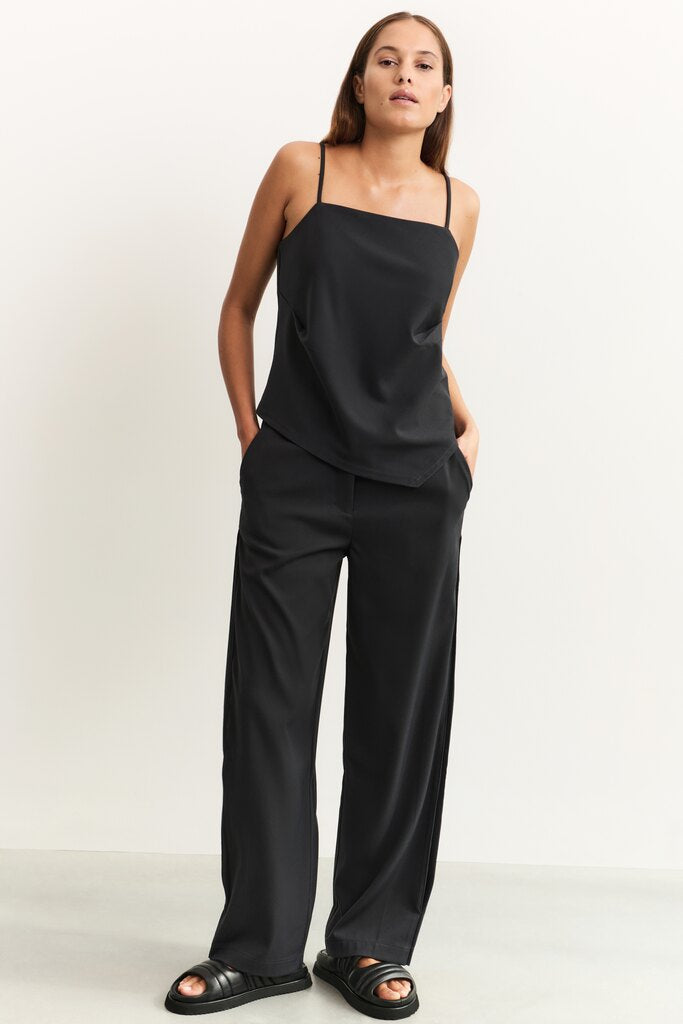 Asymmetric Strappy Top - Washed Black