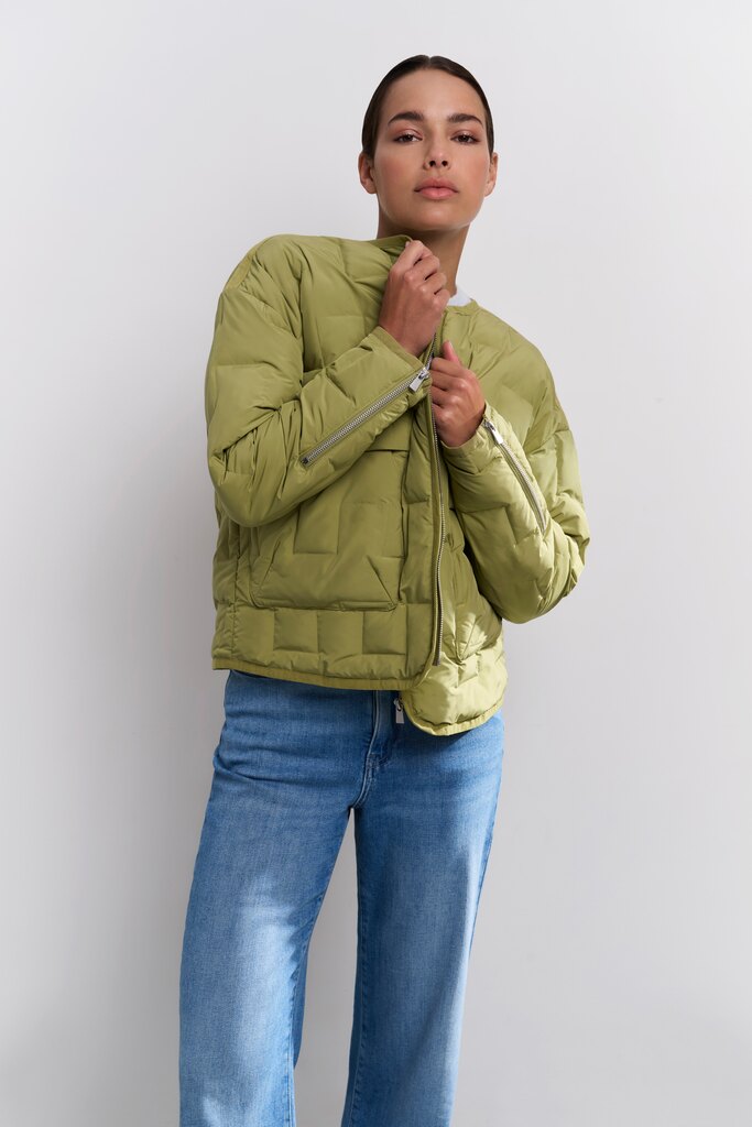 Short Quilted Jacket - Olive Green