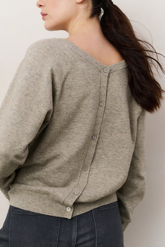 Double V-Neck Sweater - Brownish Grey