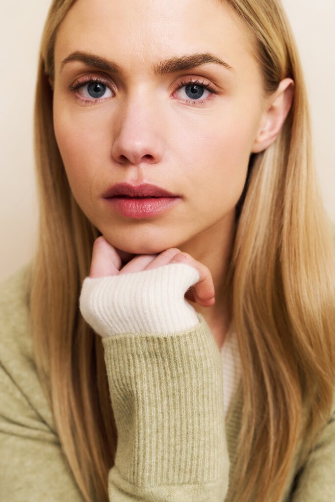 Cardigan with Contrast Details - Olive Green Melange