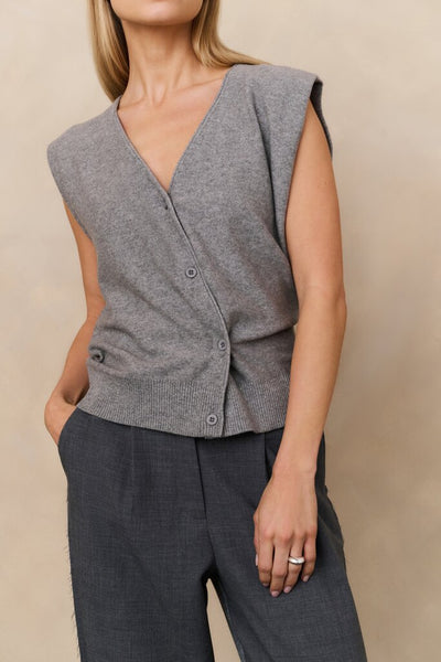 Knitted Gilet - Medium Grey Melange