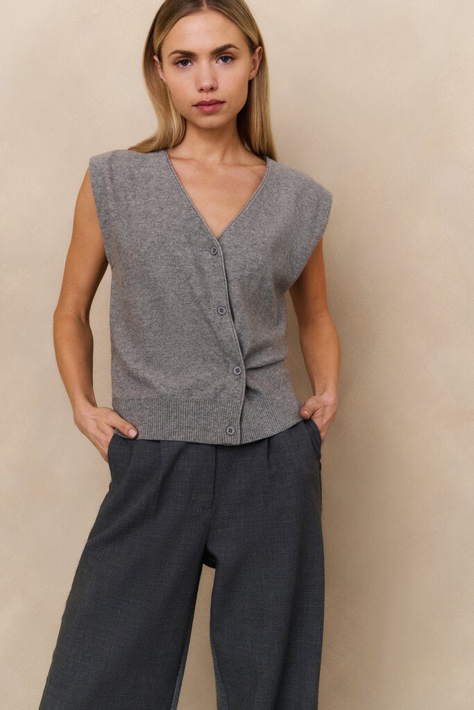 Knitted Gilet - Medium Grey Melange
