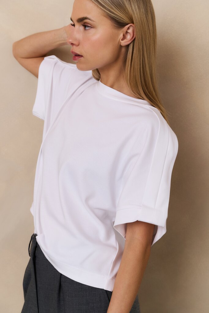 Jersey Top with Folded Details - Pure White