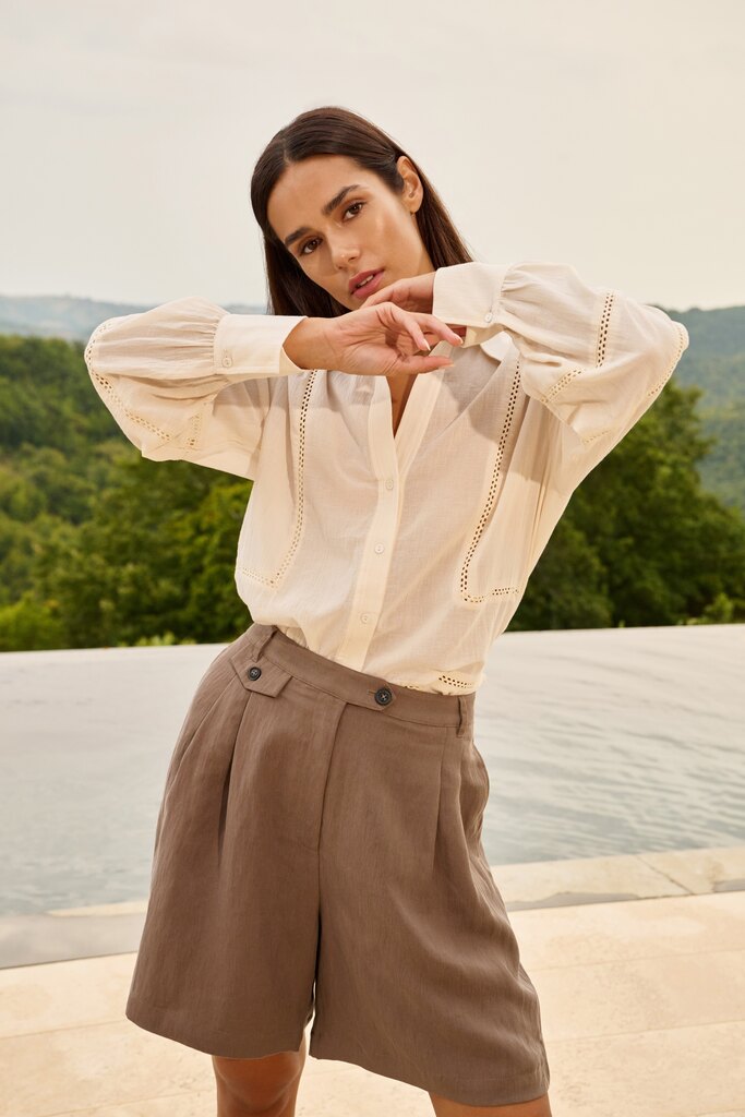 Woven Longer Length Bermuda Shorts - Washed Brown