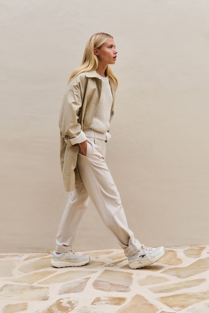 Oversized Cotton Trench Jacket - Sandstone Beige