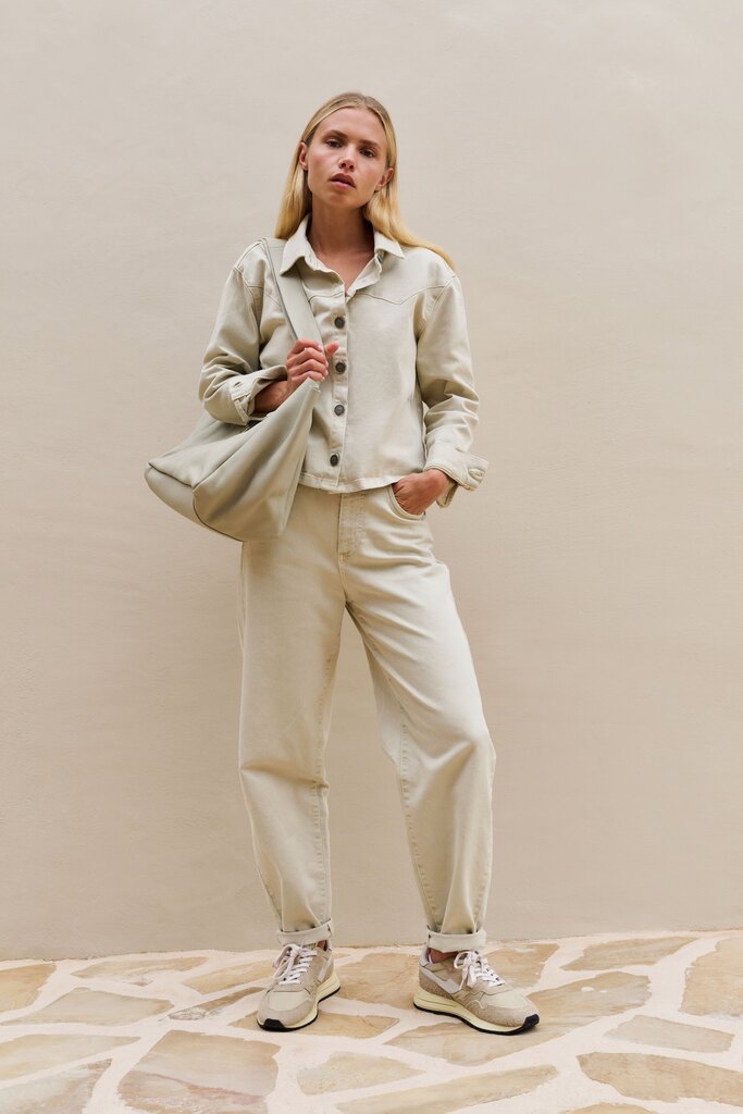 Barrel Jeans with back seams - Sandstone Beige