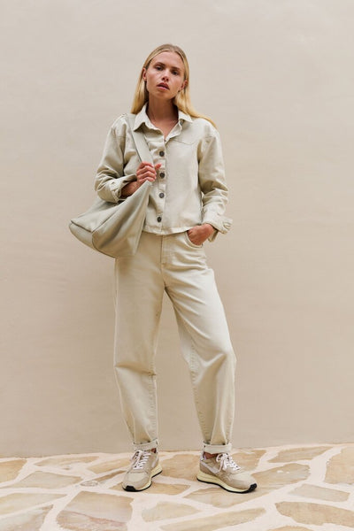 Barrel Jeans with back seams - Sandstone Beige