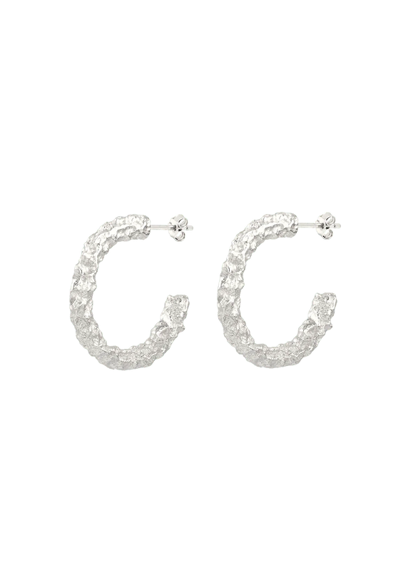 Moonstruck Gilded Hoop Earrings - Silver