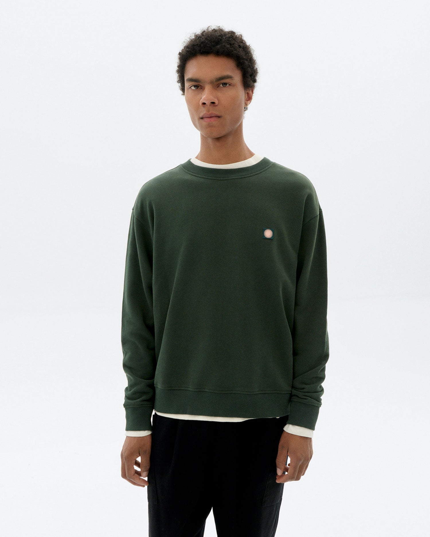 Sol Contrast Leon Sweatshirt - Bottle Green