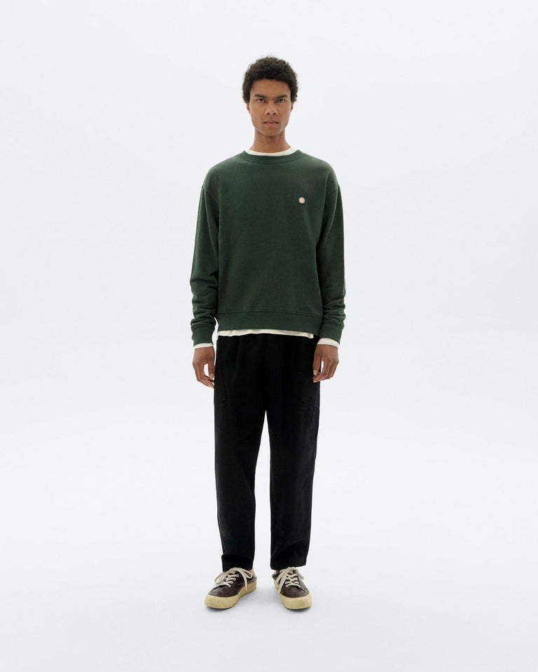 Sol Contrast Leon Sweatshirt - Bottle Green