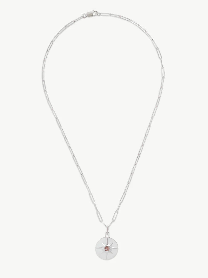 Astrid Necklace - Sterling Silver/Pink Rhodochrosite