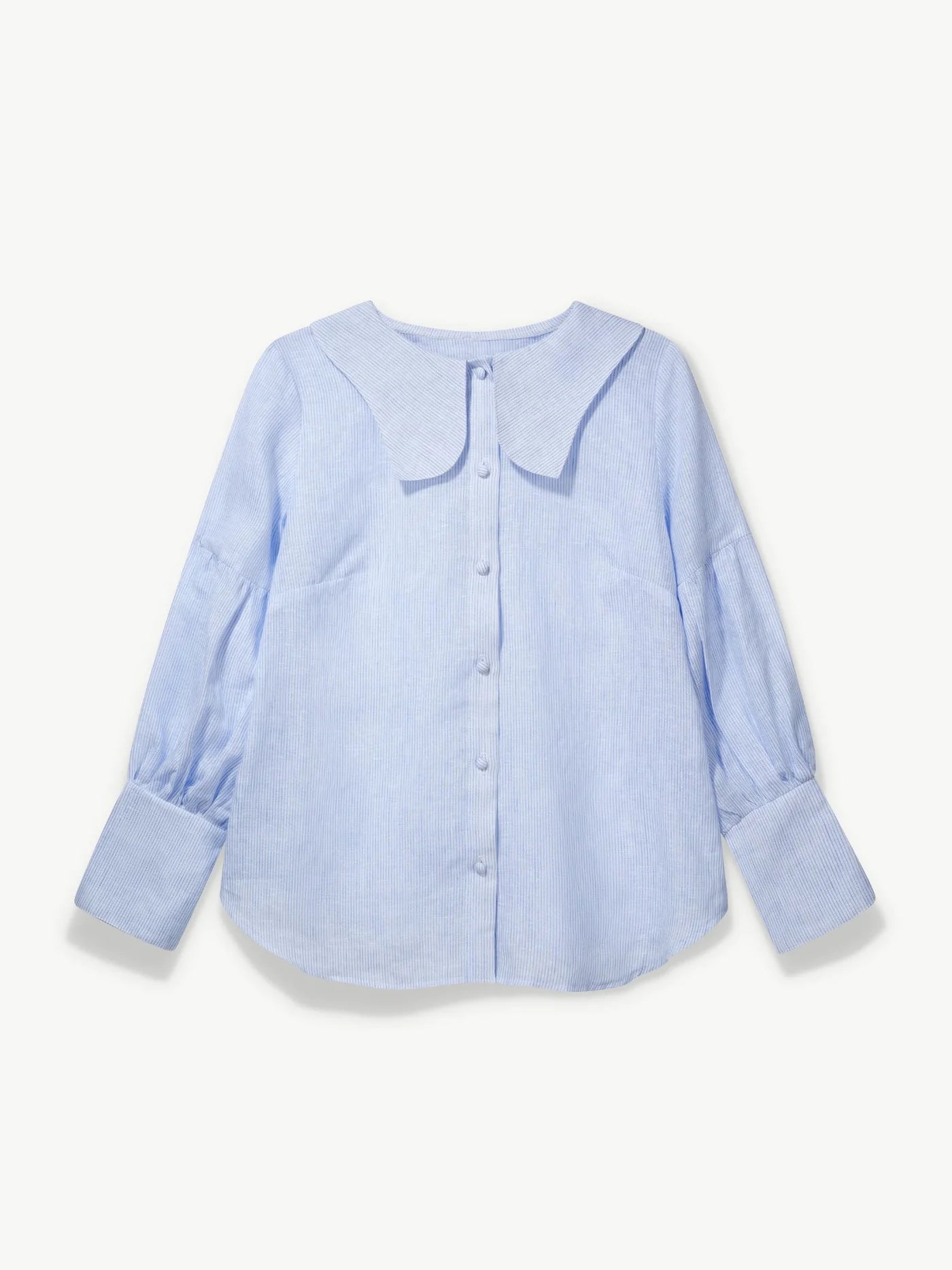 'NO MORE NOBODY' - Habiba Blouse Organic Linen - Blue