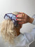 Azaria Scrunchie - Blue Stripe/ Purple Trim