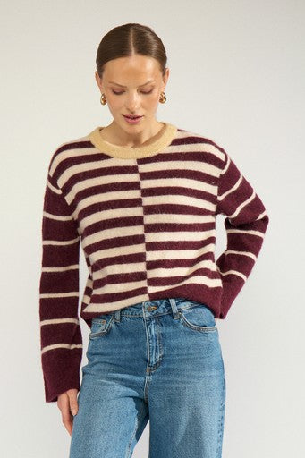 Nuriette Block Stripe Pullover - Fig