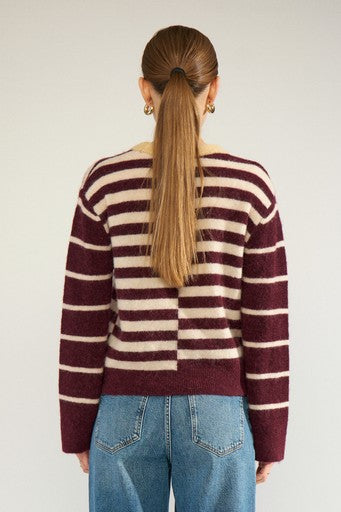 Nuriette Block Stripe Pullover - Fig
