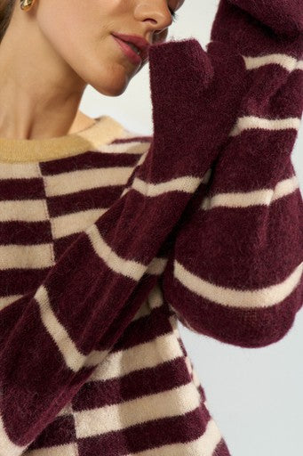 Nuriette Block Stripe Pullover - Fig