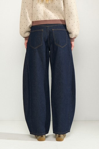 NuAmsterdam HR Barrel Jeans - Dark Blue Denim