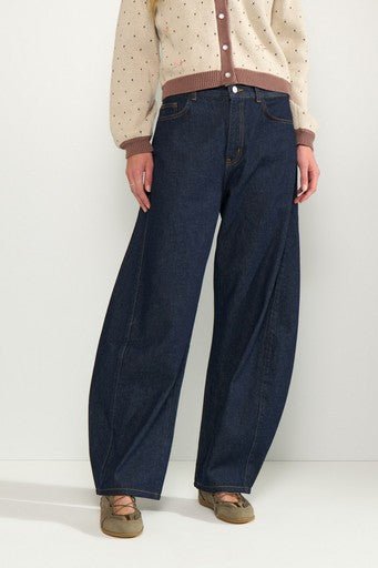 NuAmsterdam HR Barrel Jeans - Dark Blue Denim