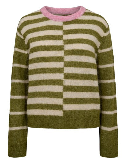 Nuriette Block Stripe Pullover -  Calla Green