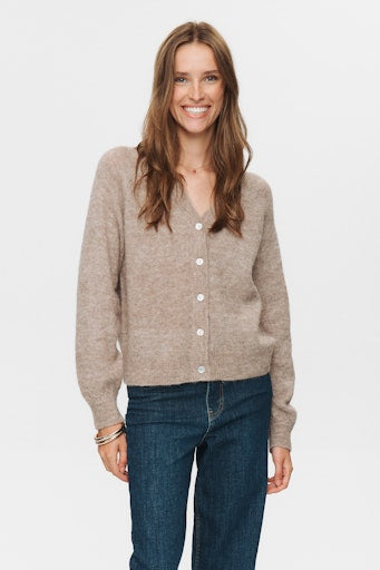 Nuriette V-Neck Cardigan - Taupe Grey