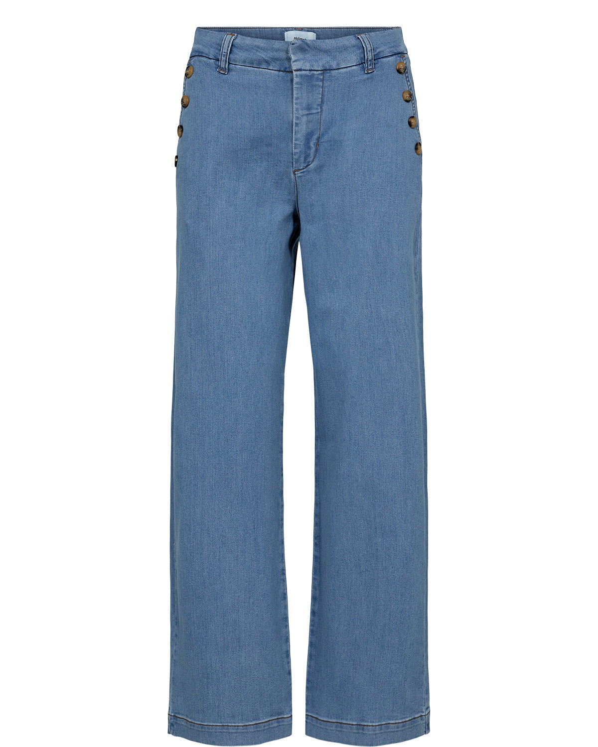 Nuamber Pants w Buttons - Light Denim Blue