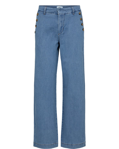 Nuamber Pants w Buttons - Light Denim Blue