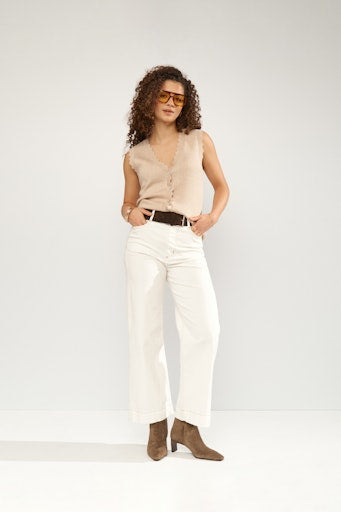 Nuparisan Cropped Twill Pants - Cloud Dancer