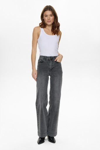 Nuparis HR Wide Jeans - Black Washed Denim