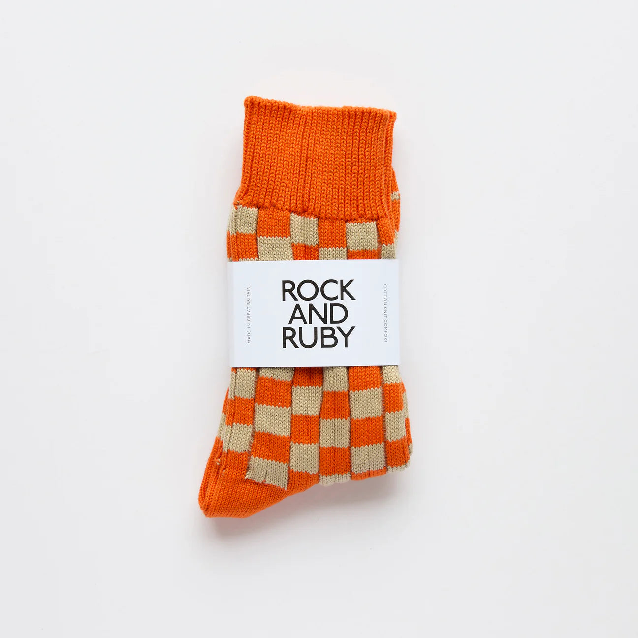 Edith Cotton Socks - Terracotta Check