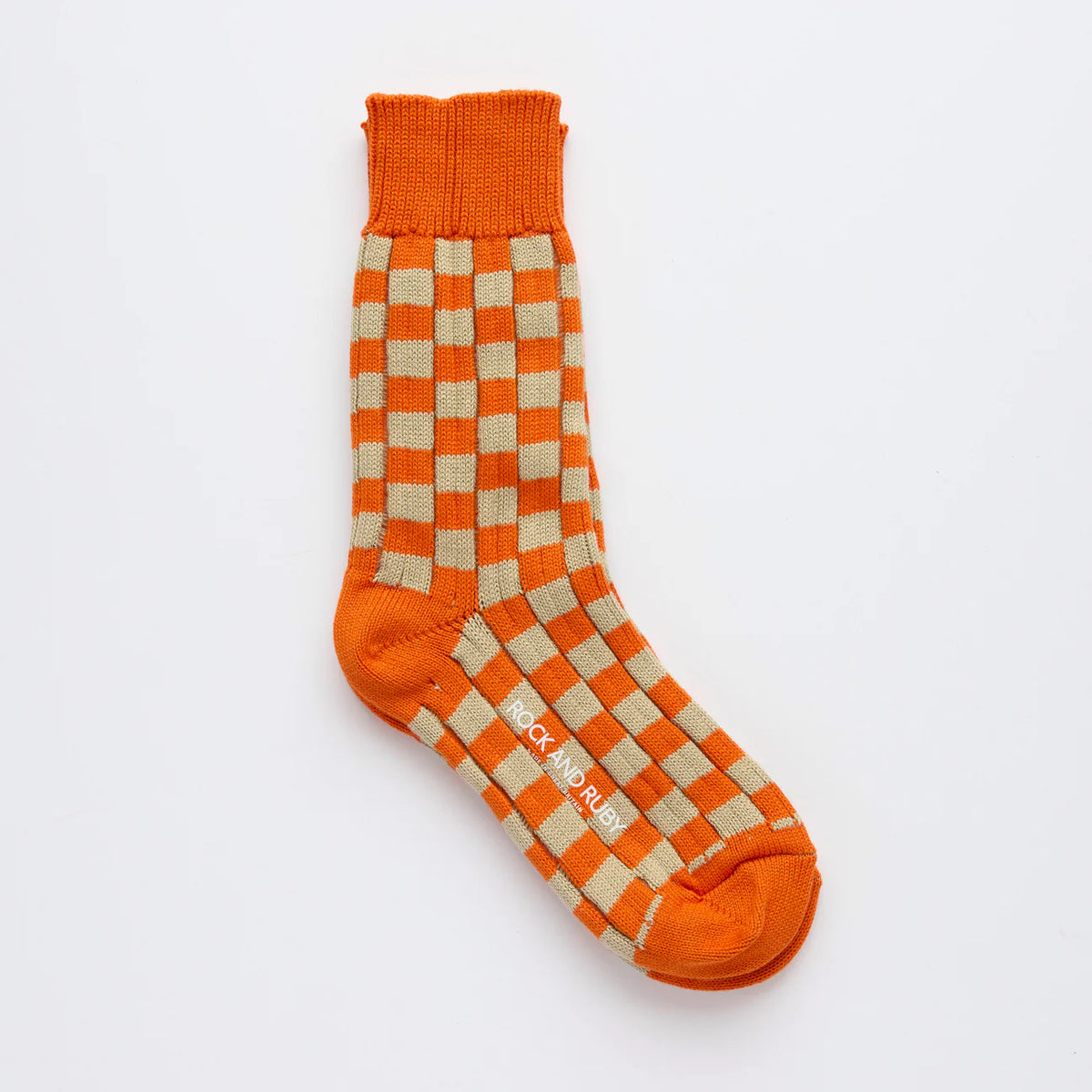 Edith Cotton Socks - Terracotta Check