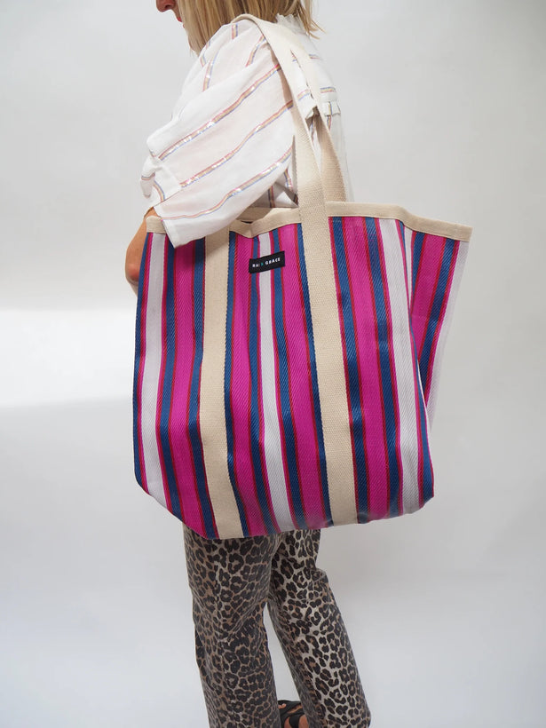 Large Shopper Bag - Navy/Purple