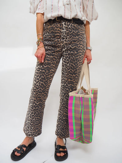 Large Shopper Bag - Bright Pink & Green