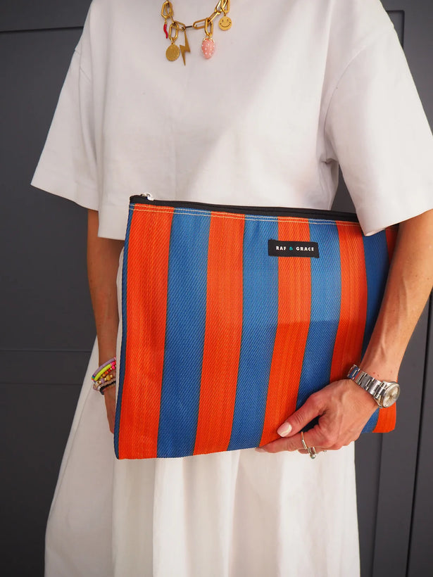 Large Pouch - Navy & Orange
