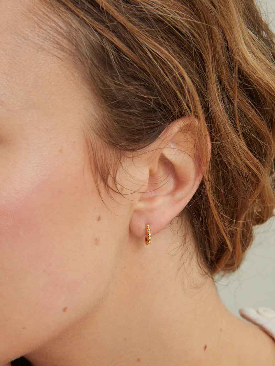 Petra Beaded Huggies - Gold Plating