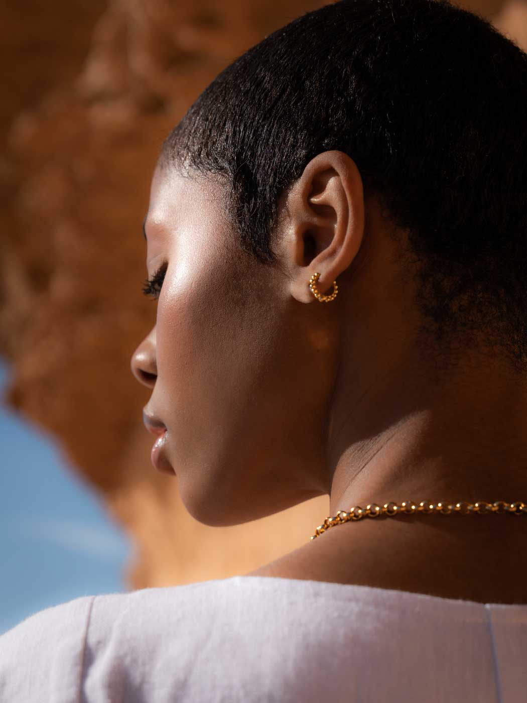 Petra Beaded Huggies - Gold Plating