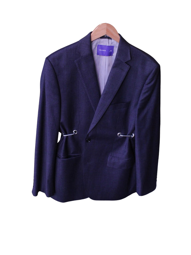 Hardware Front Blazer - Navy Check