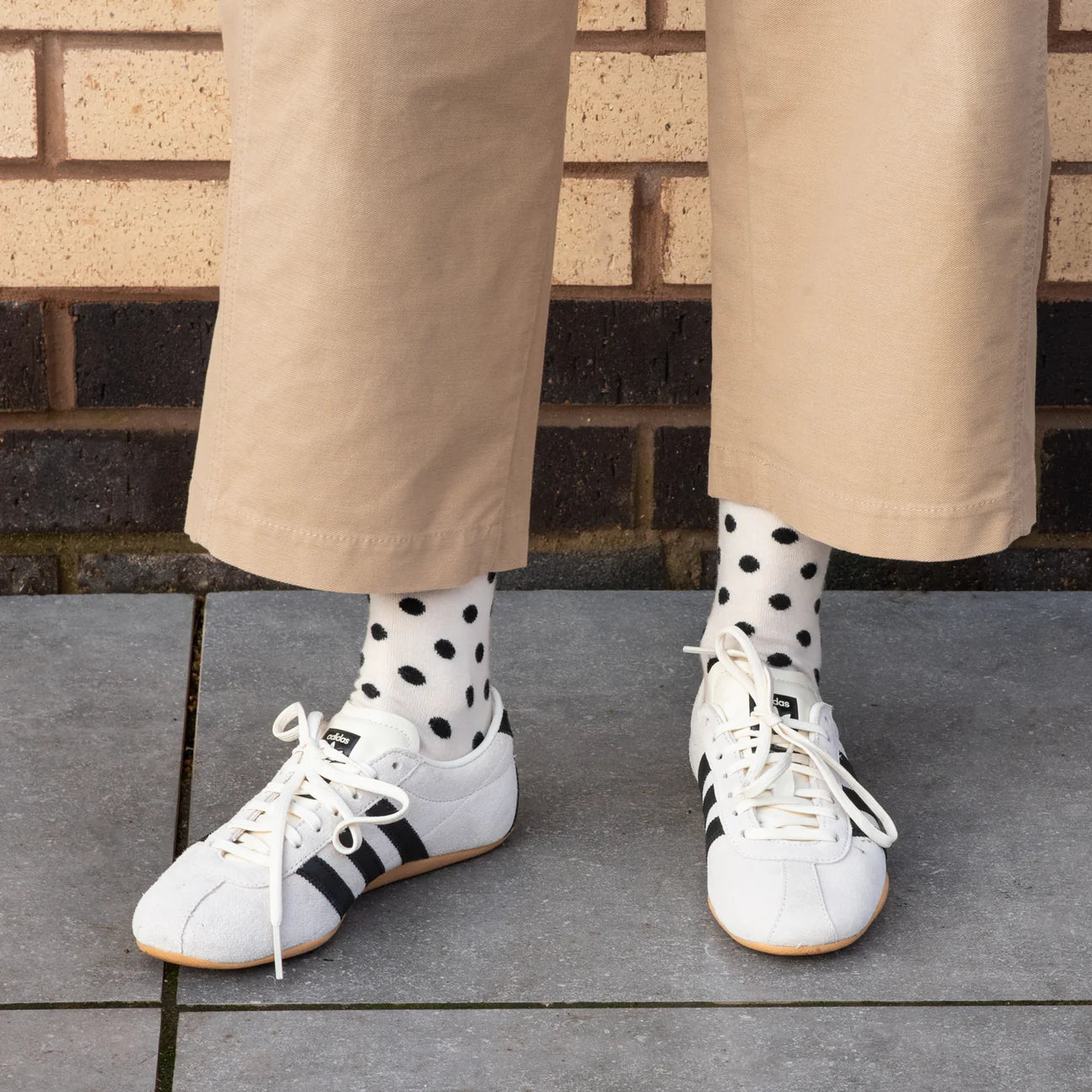Luxe Cotton Socks - Polka Dot Black/Ecru