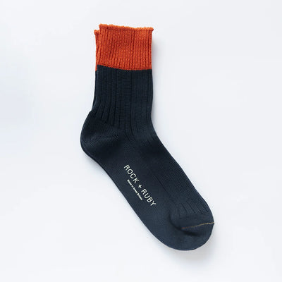 Wyona Cotton Socks - Indigo Orange