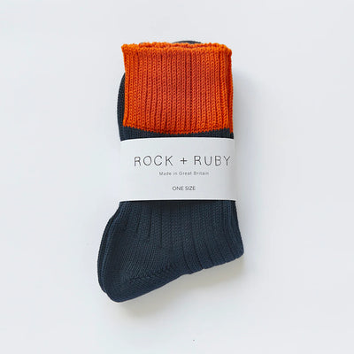 Wyona Cotton Socks - Indigo Orange