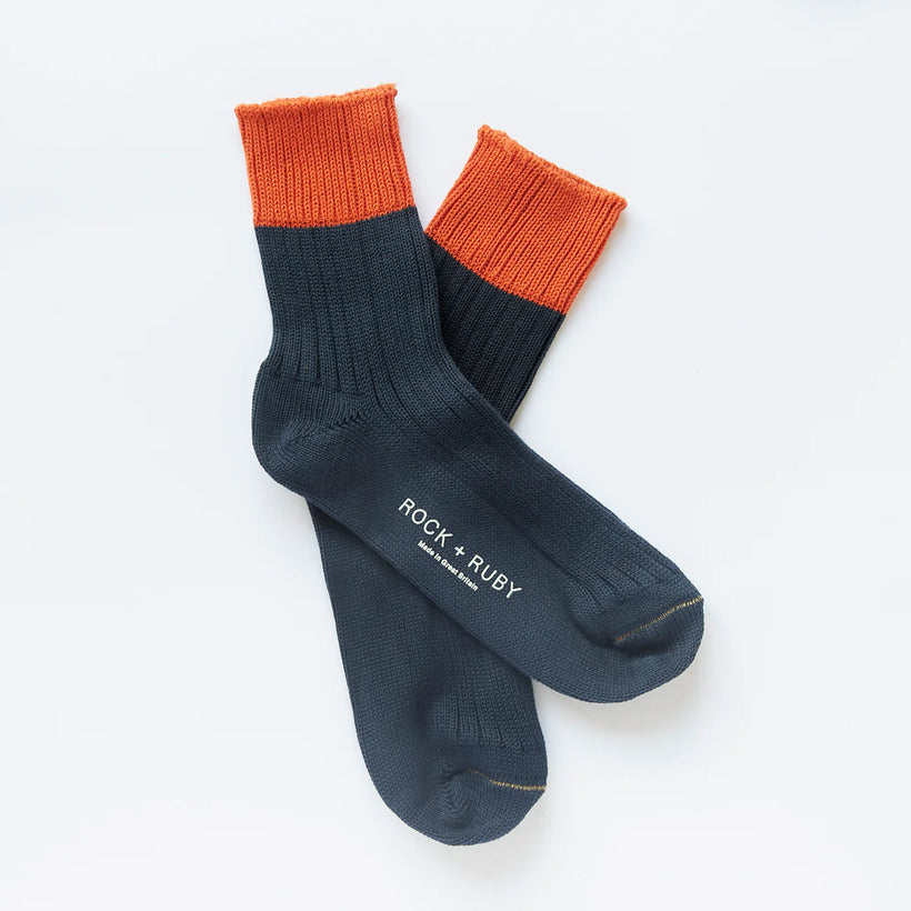 Wyona Cotton Socks - Indigo Orange