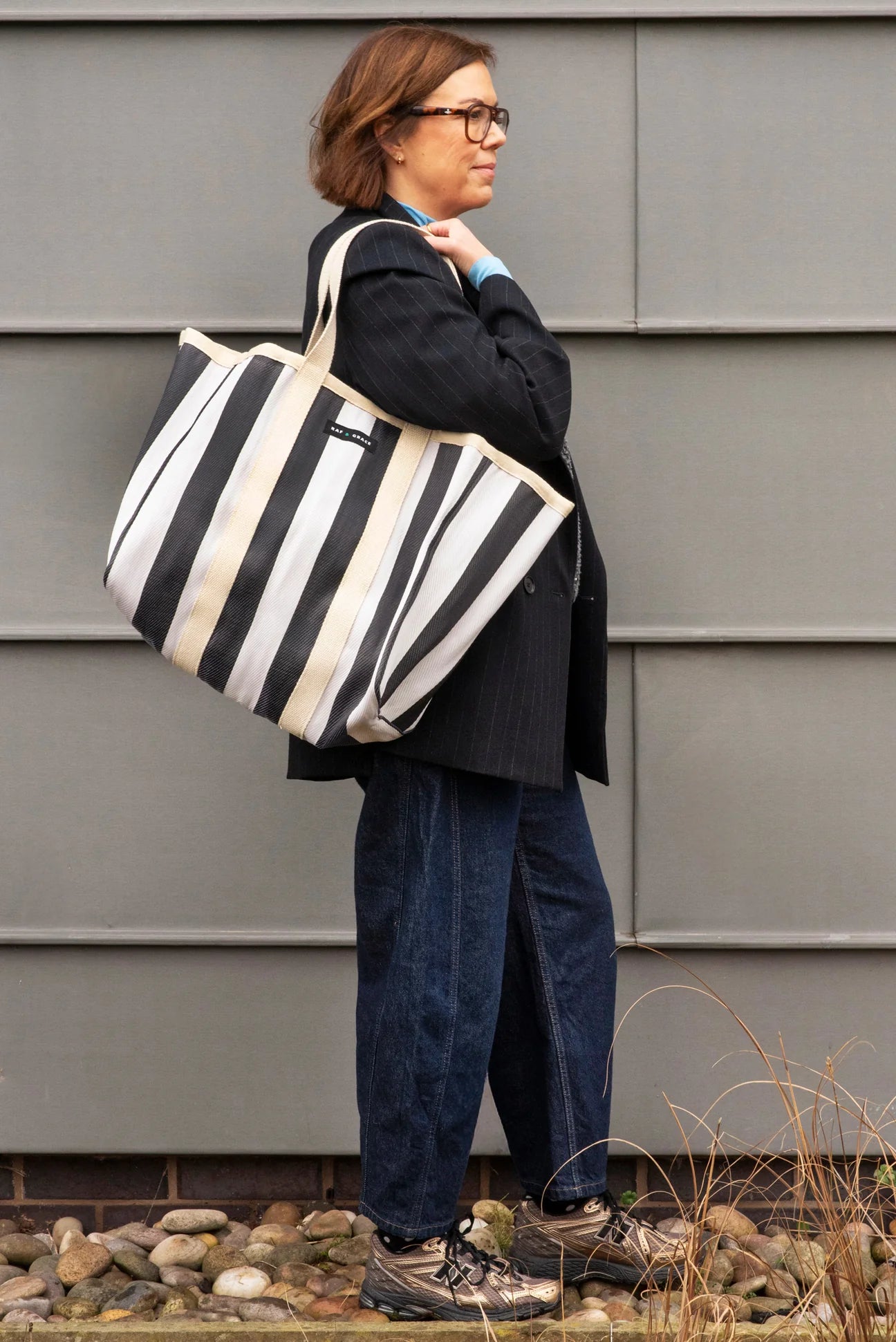 Large Shopper Bag - Ecru/Black
