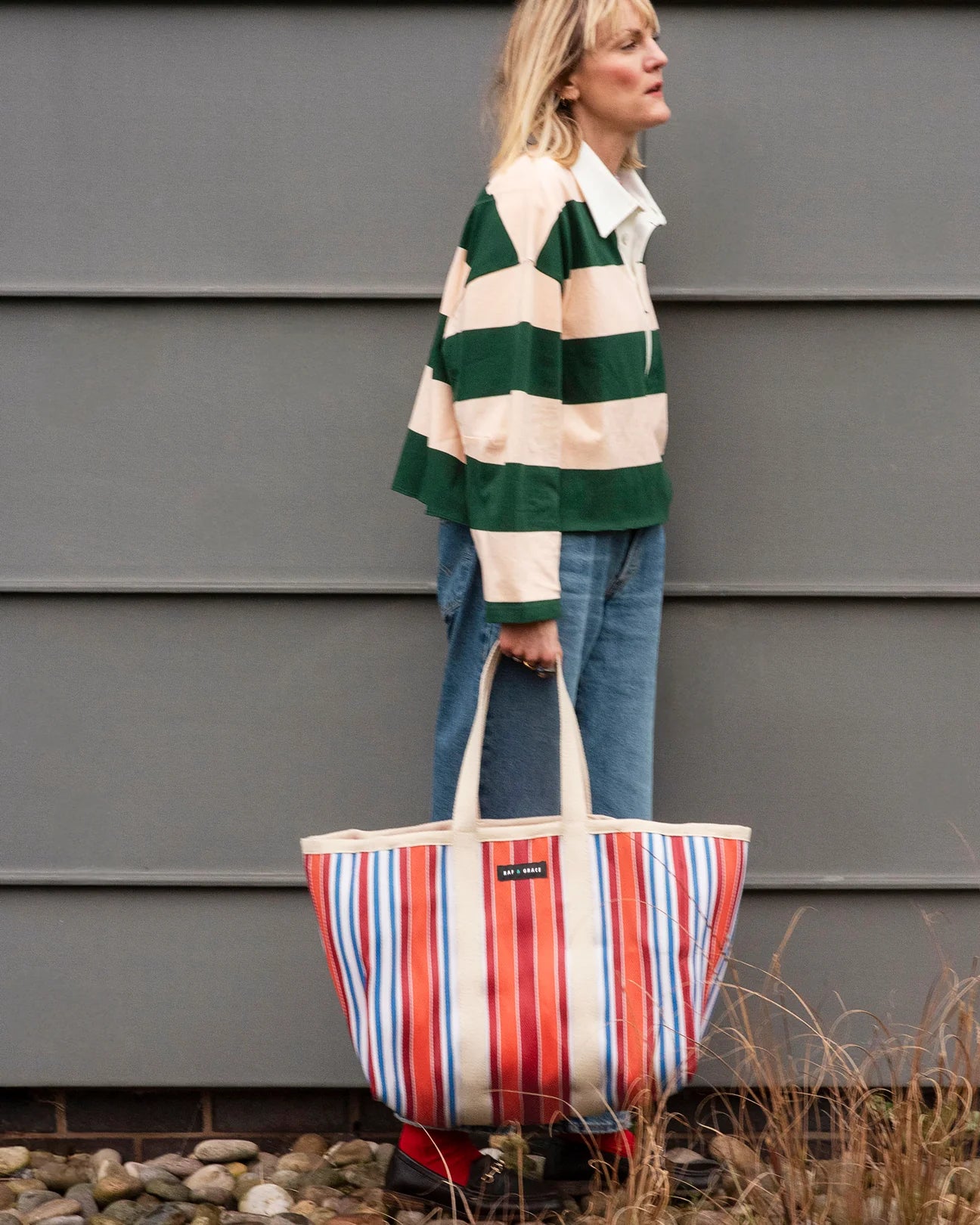 Large Shopper Bag - Orange/Red Mixed