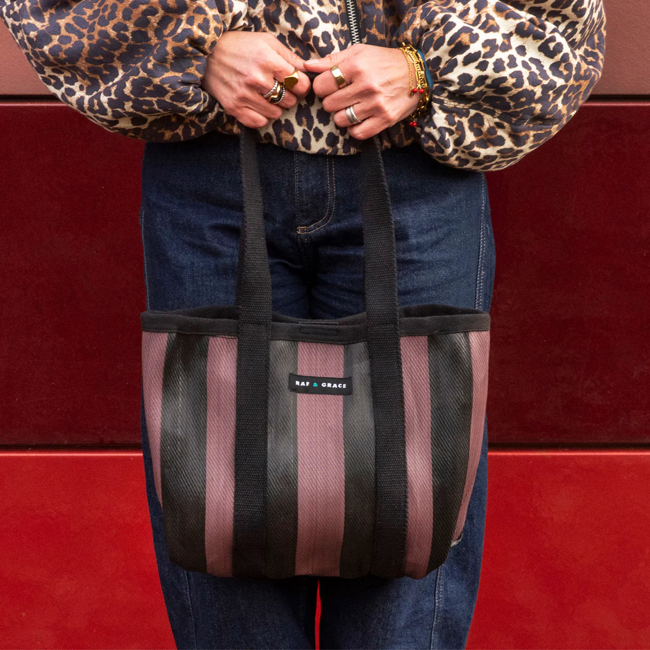 Mini Shopper Bag - Fig Brown/Black