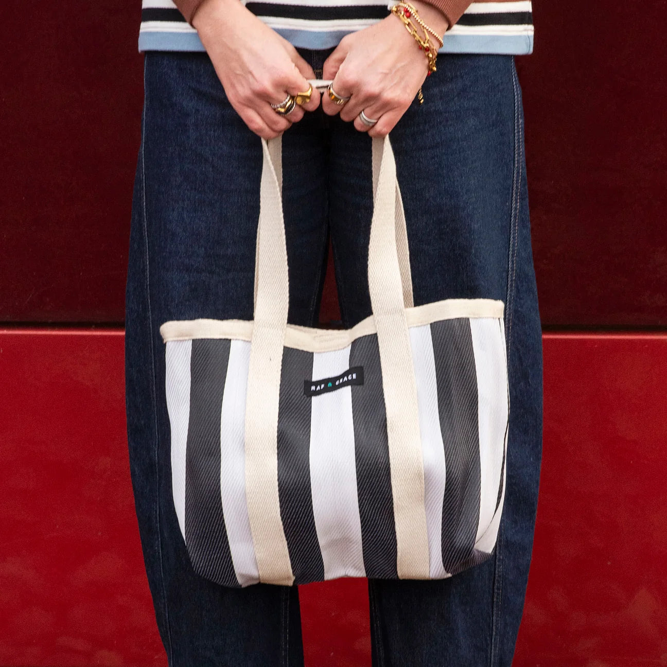 Mini Shopper Bag - Ecru/Black