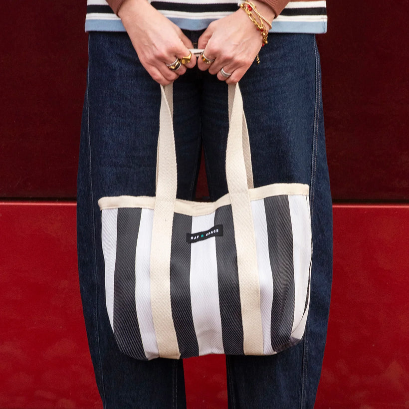 Mini Shopper Bag - Ecru/Black