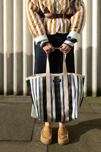 Large Shopper Bag - Black, Cream & Navy