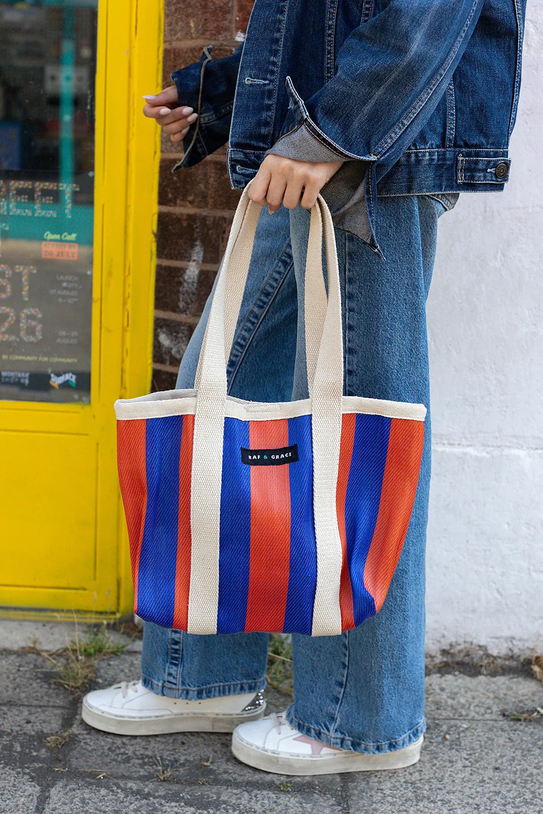 Mini Shopper Bag - Blue/Tomato Red